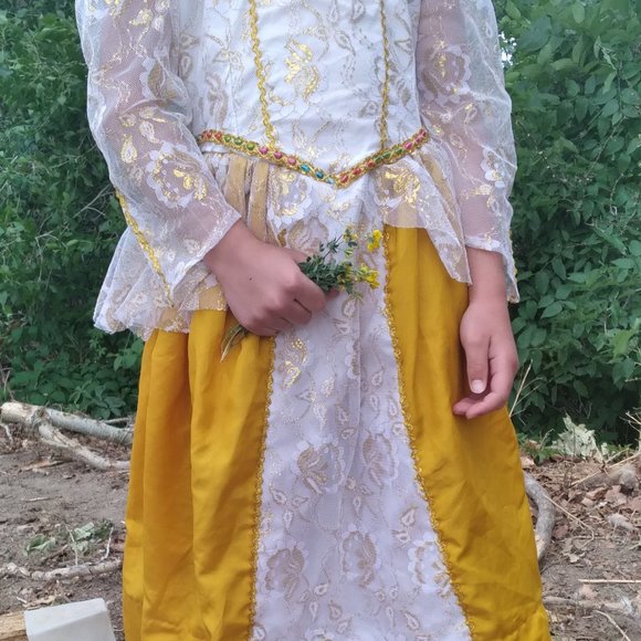 Gold and White Renaissance Princess Gown - Picture 3 of 3